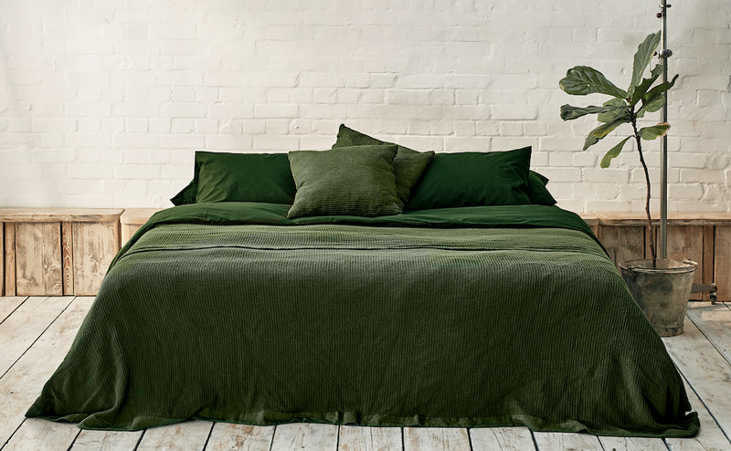 festive dark green beddable bedding and accessories