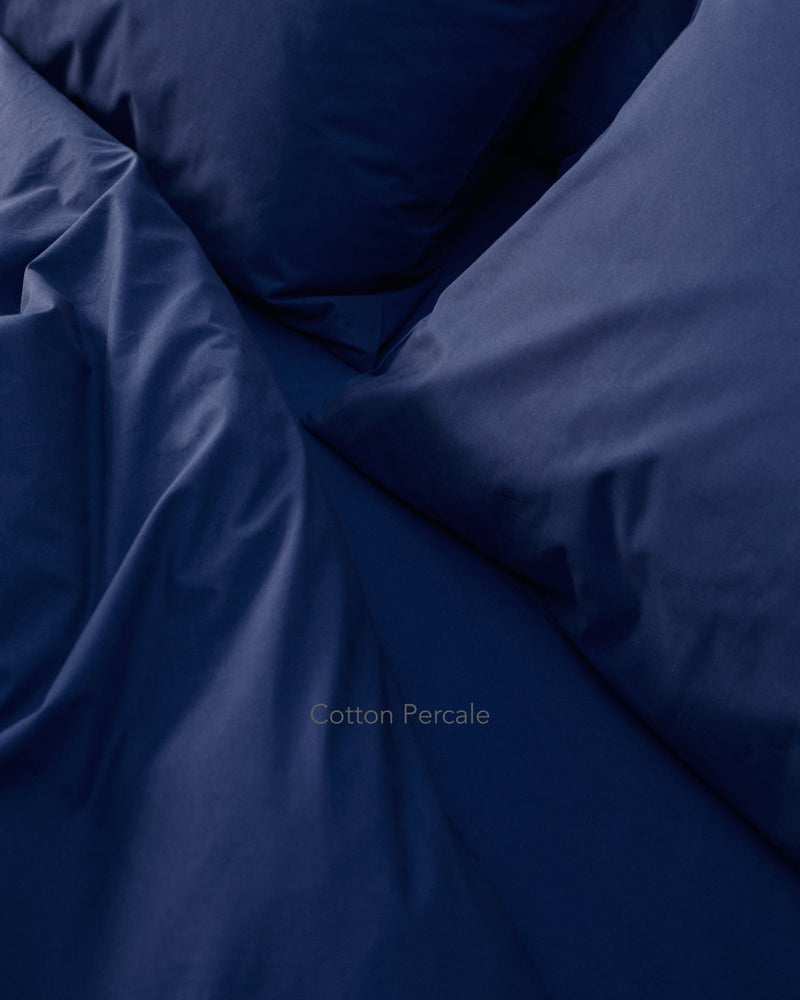 navy blue cotton percale bedding texture