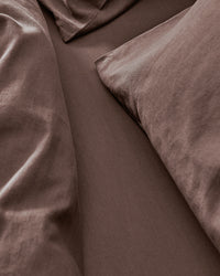detail shot of acorn brown bedding 