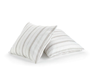 white linen decorative scatter cushion with beige stripes