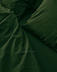 dark green cotton percale bedding