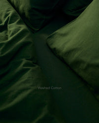 dark green washed cotton bedding