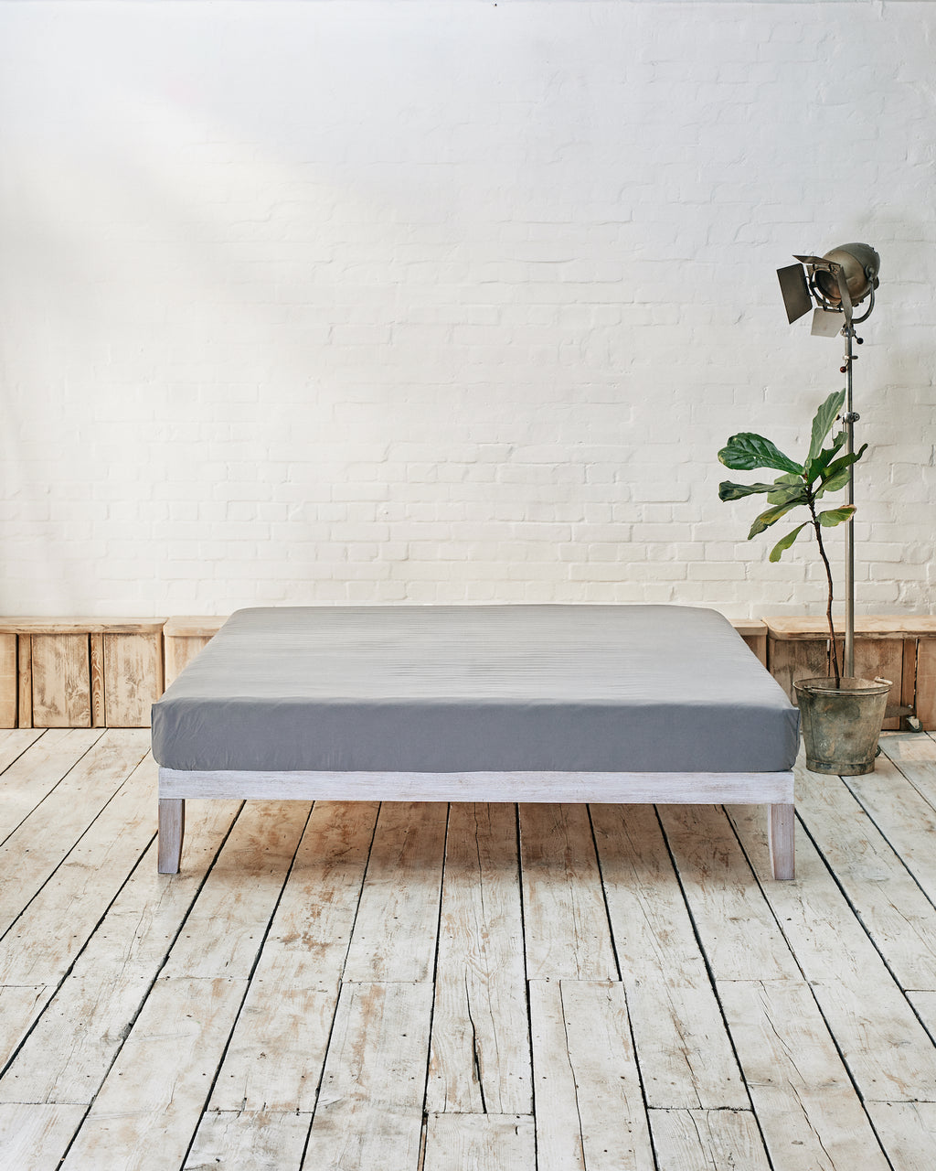 silver grey cotton fitted sheet