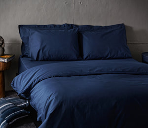 Midnight Blue Percale Bedding Set