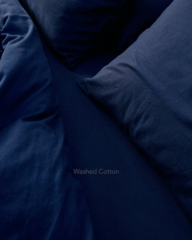 navy blue washed cotton bedding texture